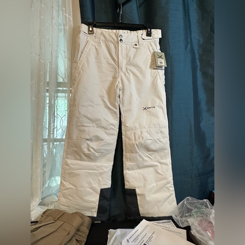 Kids Medium/Womens Small Insulated Snow Pants - White